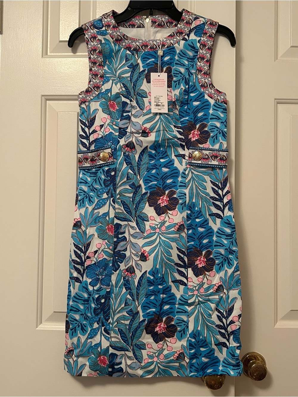 Lilly Pulitzer Juno Stretch Shift Dress Breezy Aqua Best Fronds Forever Size 00